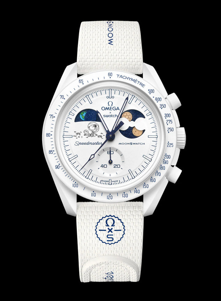 Swatch x Omega Bioceramic Mission To Earthphase Moonshine Gold "Cold Moon" SO33W701L שעון אומגה בשיתוף פעולה עם סווטש
