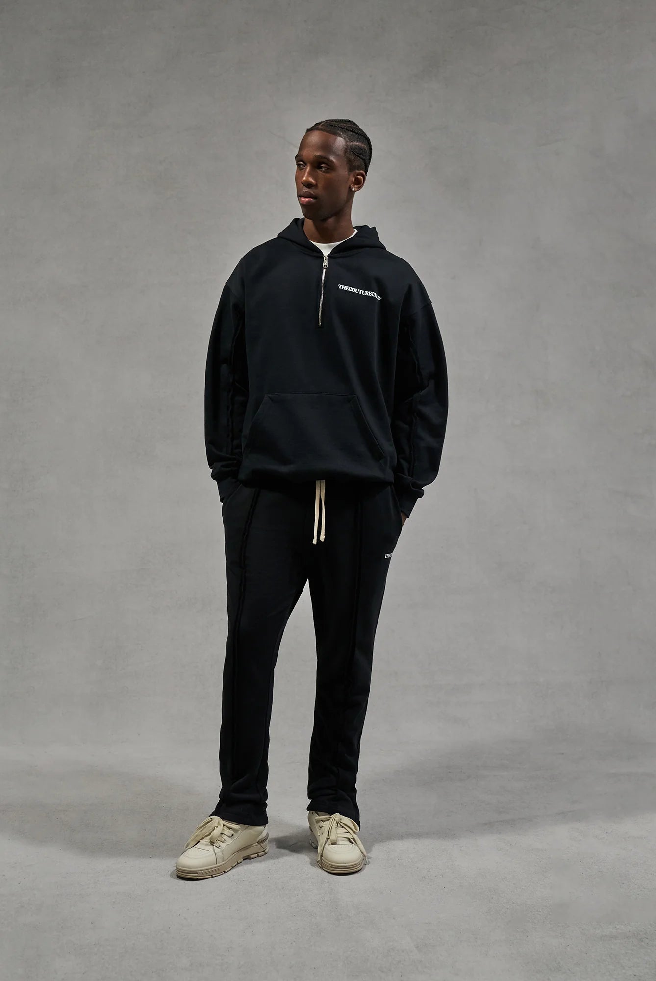 RAW SEAM QUARTER ZIP HOODIE