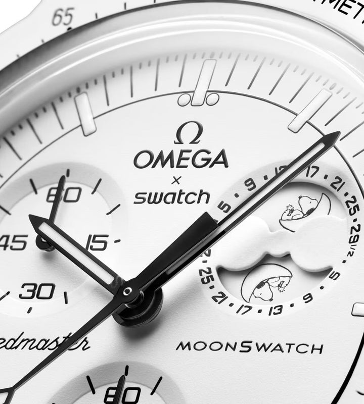 Swatch x Omega Bioceramic Moonswatch Mission To Moonphase Snoopy SO33W700