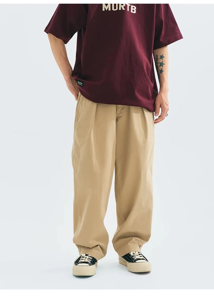 MIDUPDATE WIDE CHINO PANTS BEIGE
