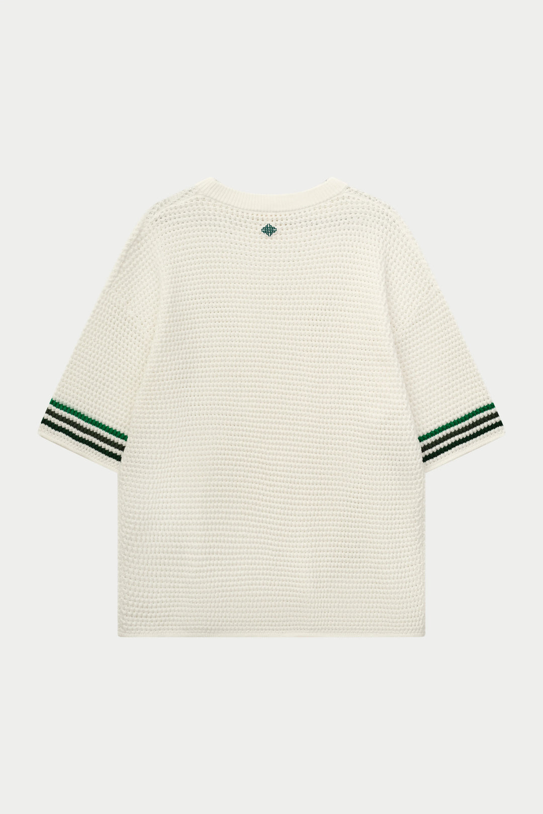 STRIPE CROCHET KNIT T-SHIRT WHITE