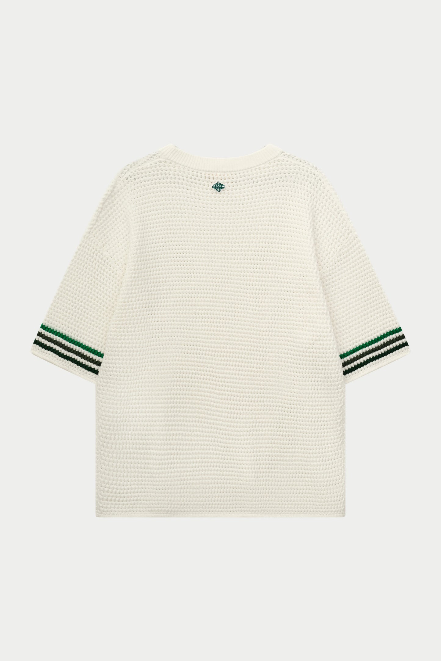 STRIPE CROCHET KNIT T-SHIRT WHITE