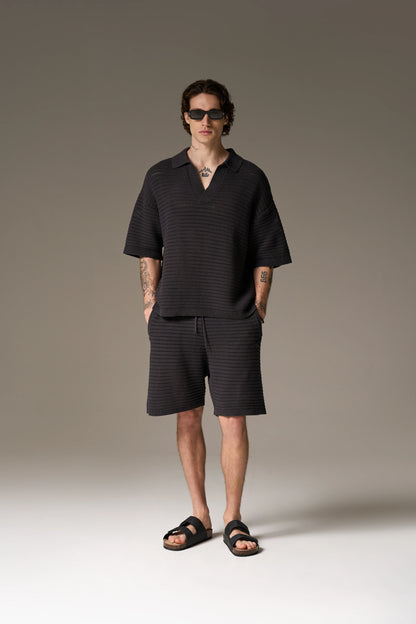 KNITTED SHORTS CHARCOAL