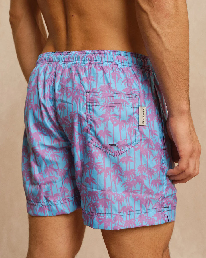 PENINSULA MEN'S PANAMA SWIM SHORTS LIGHT BLUE PURPLE