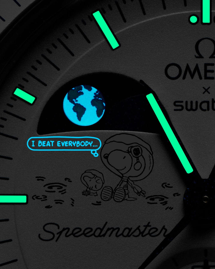 Swatch x Omega Bioceramic Mission To Earthphase Moonshine Gold "Cold Moon" SO33W701L שעון אומגה בשיתוף פעולה עם סווטש