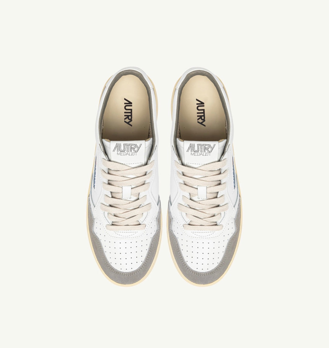 AUTRY SNEAKERS MEDALIST LOW SNEAKERS IN WHITE LEATHER AND VAPOR SUEDE AULM - FT01