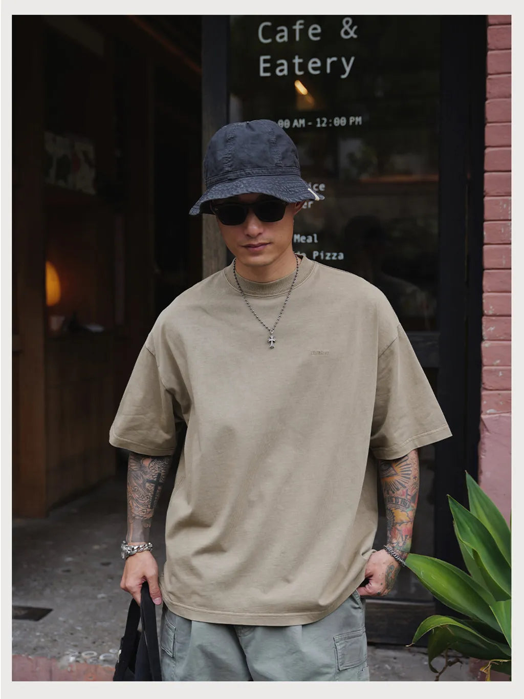 UNBANT LOGO VINTAGE TEE CARBON KHAKI