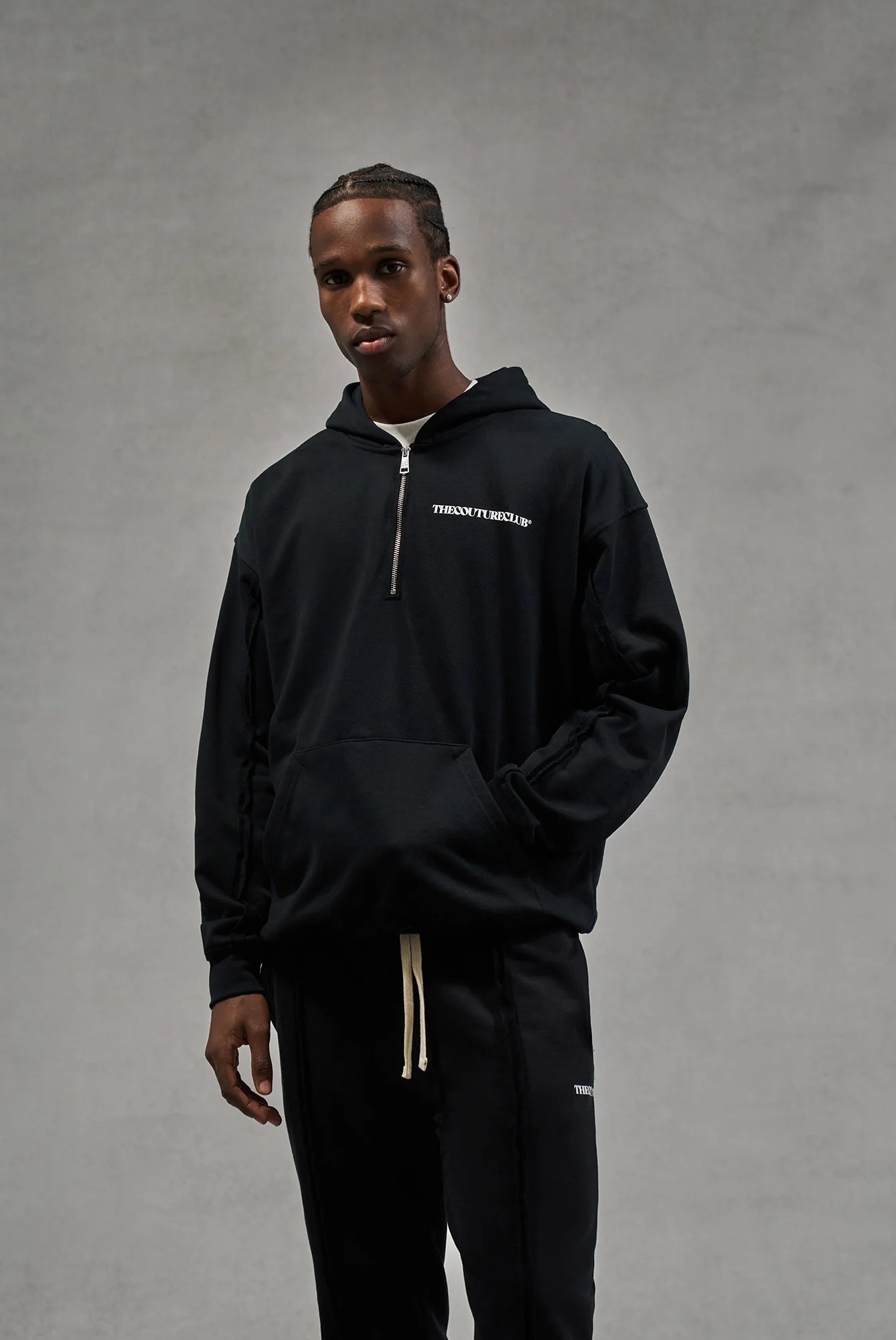 RAW SEAM QUARTER ZIP HOODIE