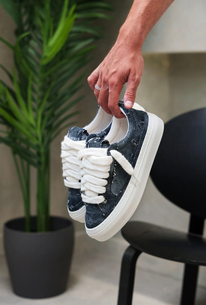NUMERIS ATHENA - FRAYED DENIM נעלי סניקרס נומריס