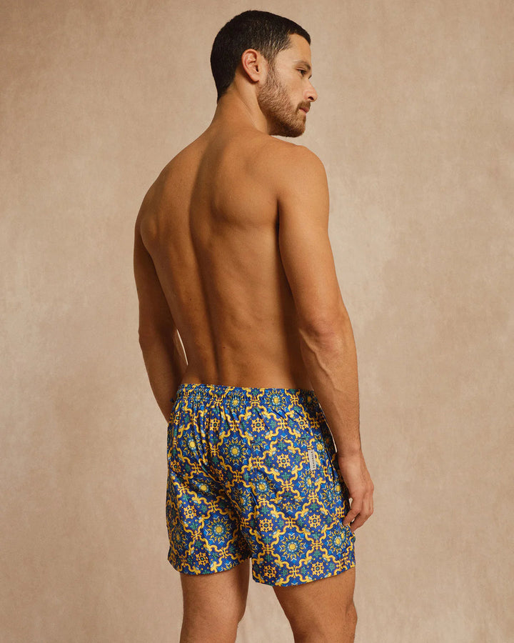 PENINSULA MEN'S RAPALLO SWIM SHORTS NAVY YELLOW