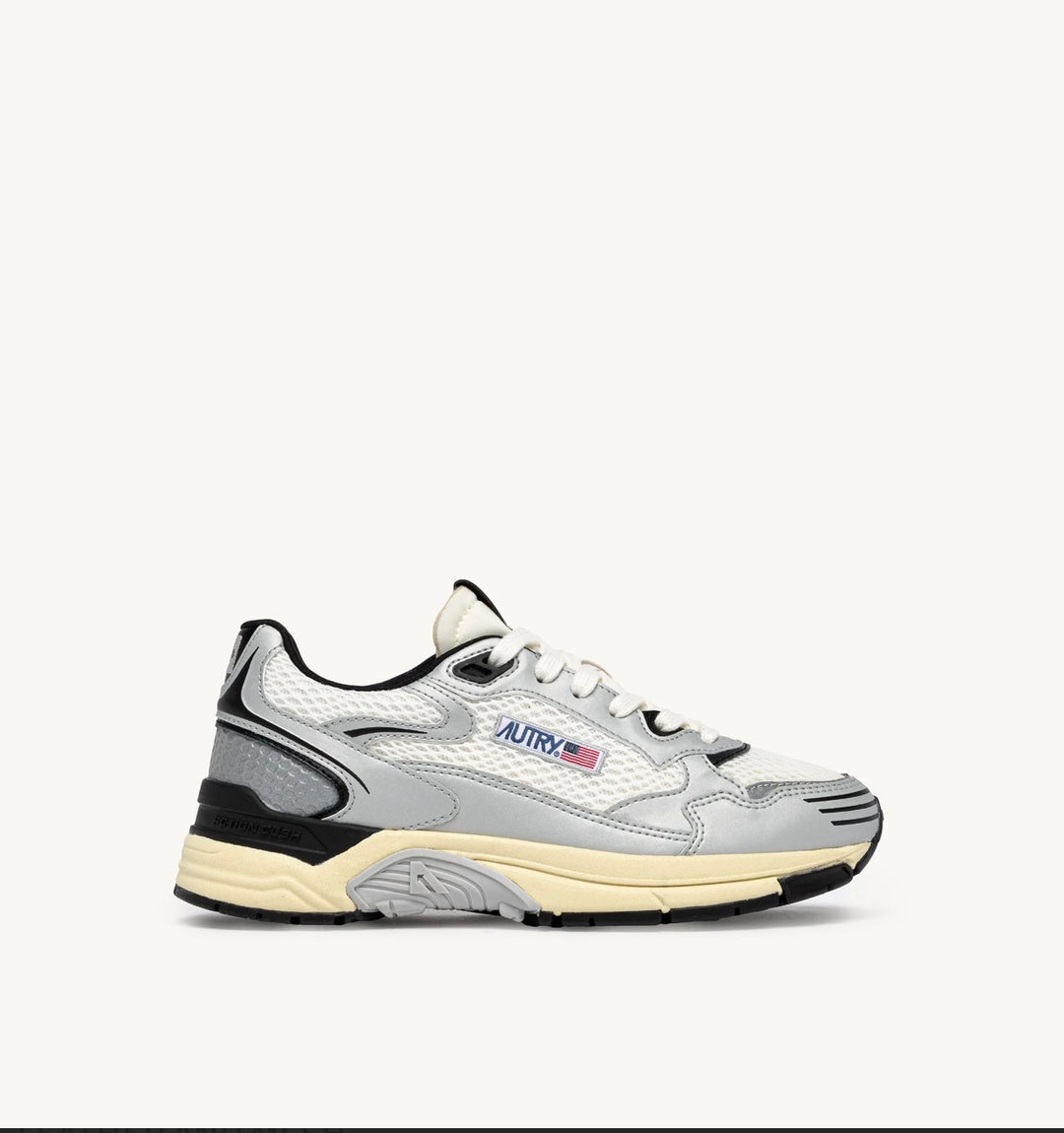 AUTRY SNEAKERS HYPERWAY SNEAKERS IN WHITE SILVER AND BLACK SYNTHETIC LEATHER AND MESH HYLM - MV03