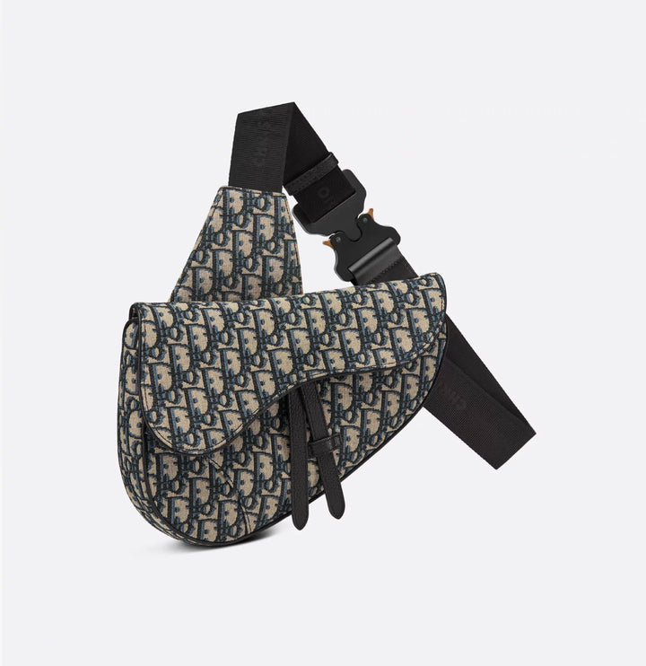 Saddle Bag Beige and Black Dior Oblique Jacquard