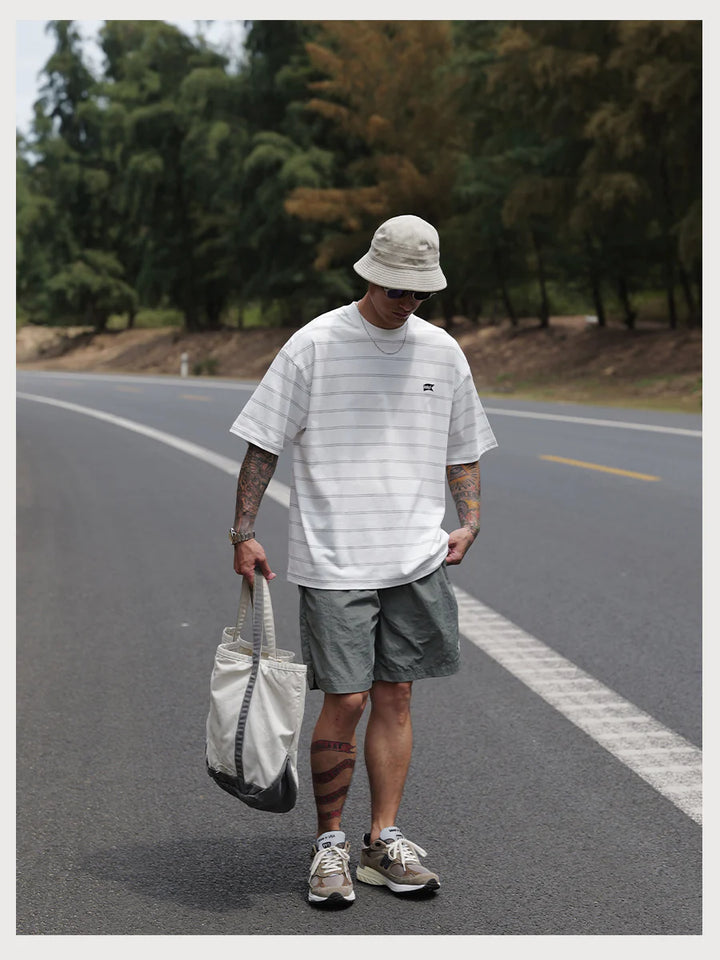 LOGO STRIPE TEE WHITE