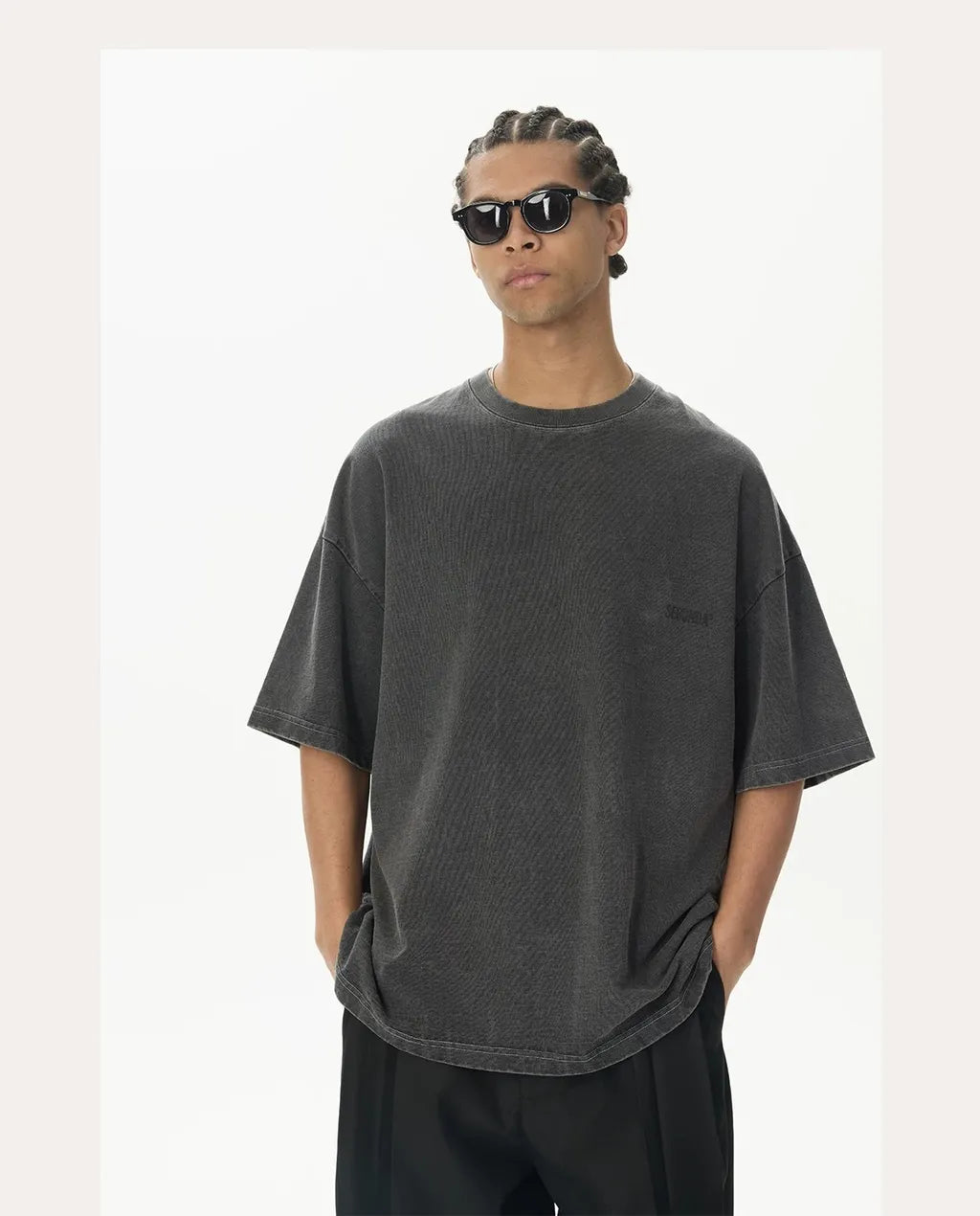SEGUNDA+ VINTAGE WASH OVERSIZED TEE CHARCOAL