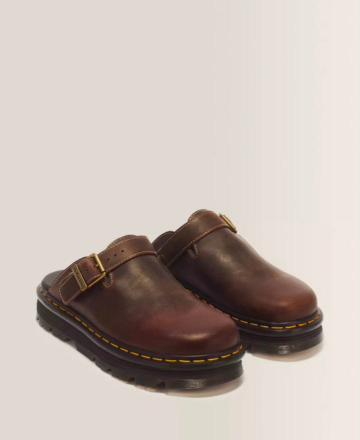 DR MARTENS ZEBZAG MULE DARK BROWN-CRAZY HORSE