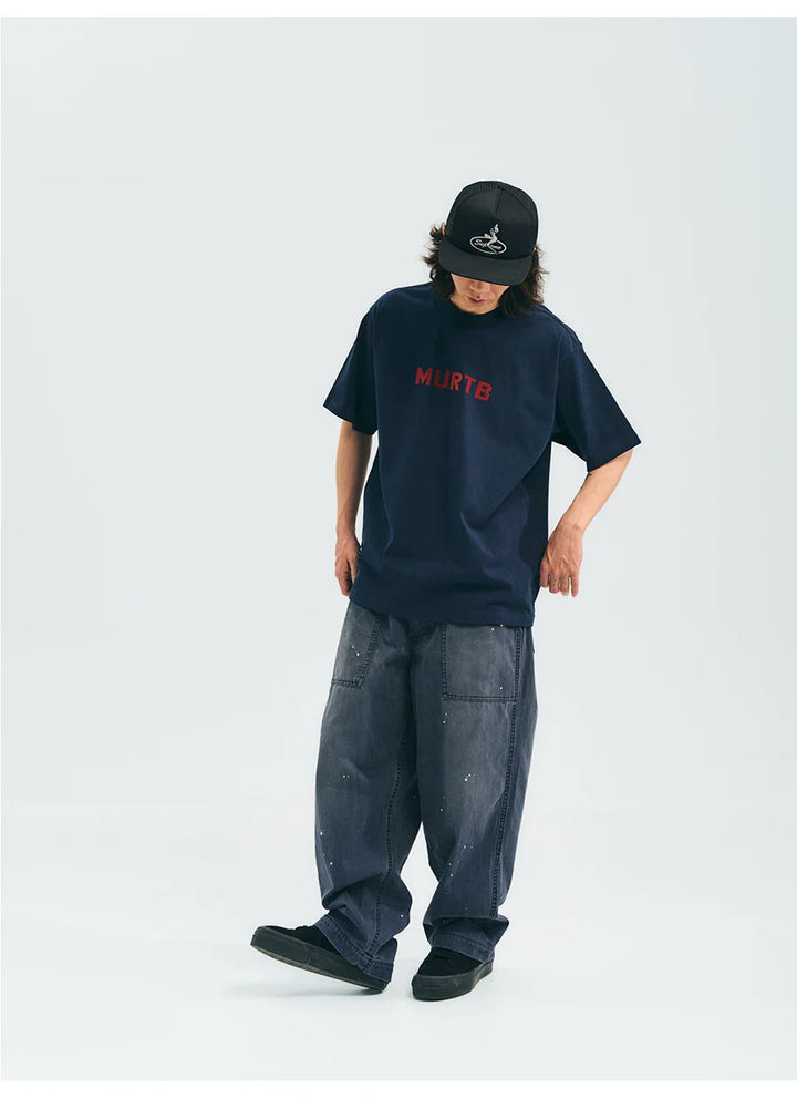 VINTAGE WASHED SPLASH INK CARGO PANTS GREY
