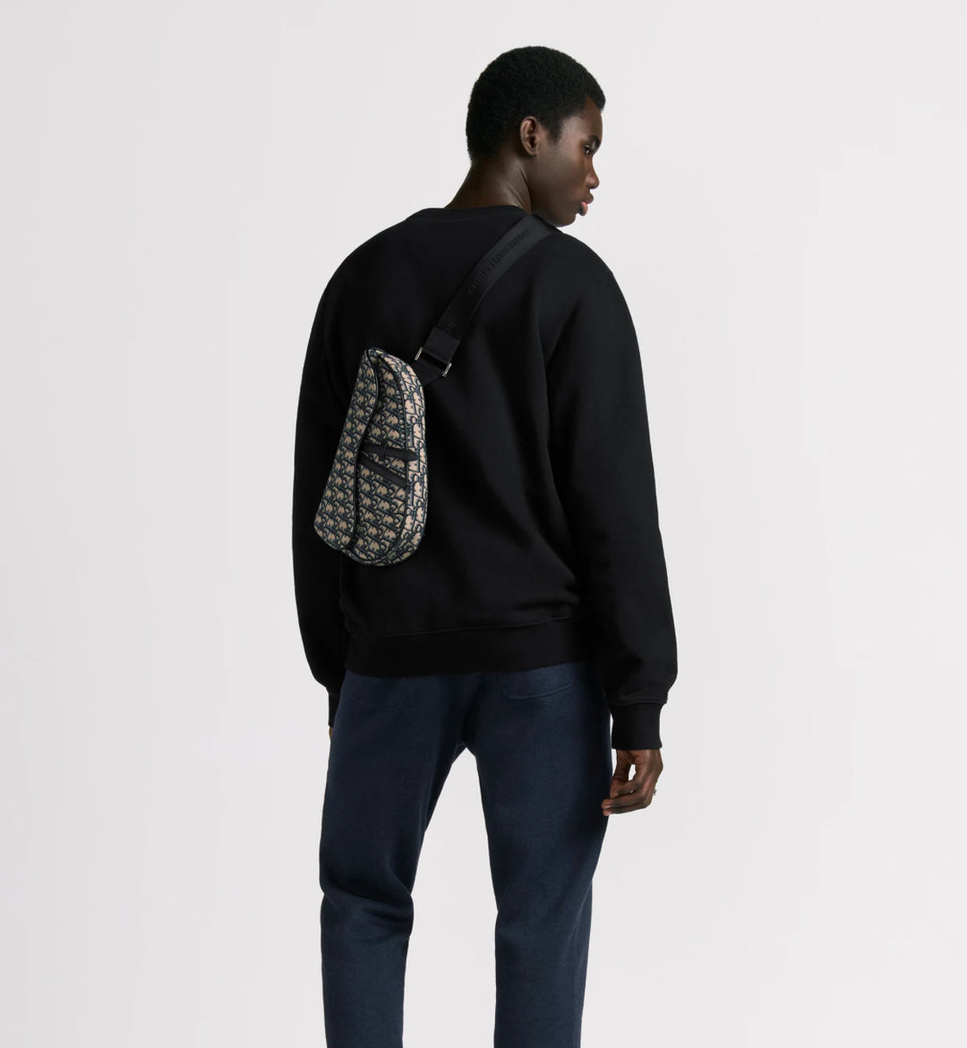 Saddle Bag Beige and Black Dior Oblique Jacquard