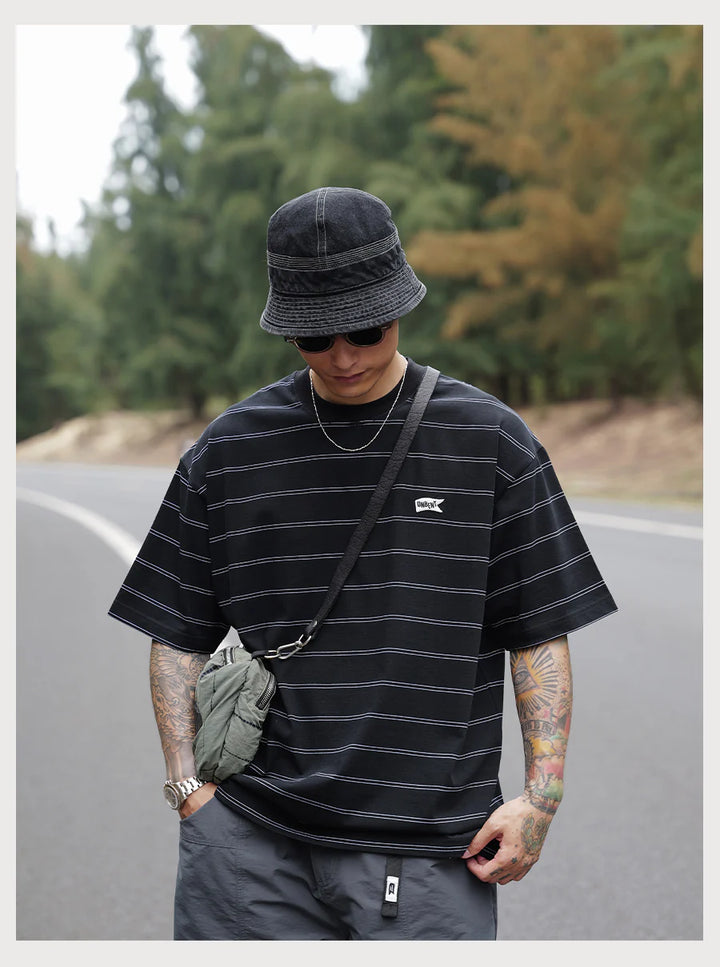 LOGO STRIPE TEE BLACK