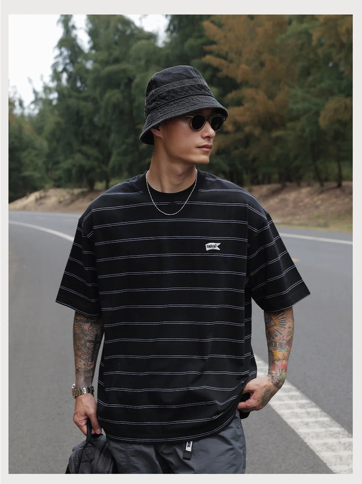 LOGO STRIPE TEE BLACK