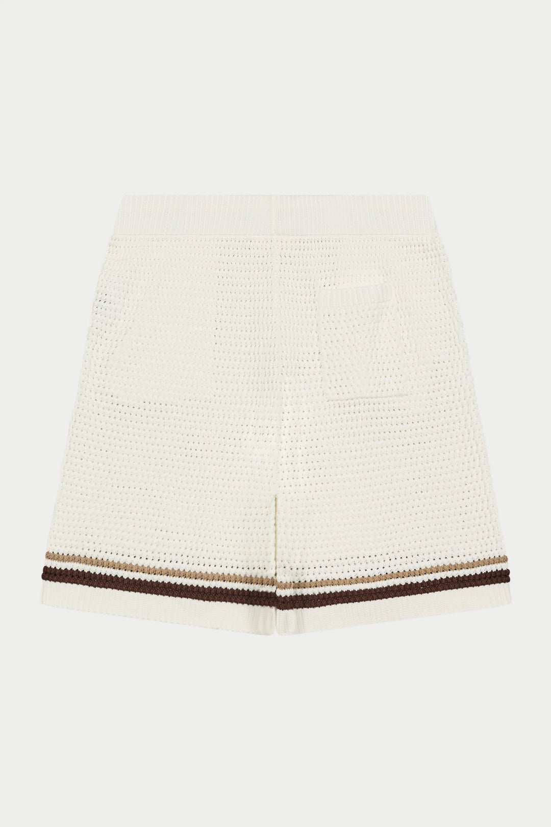 CROCHET KNITTED STRIPE SHORTS WHITE/BROWN
