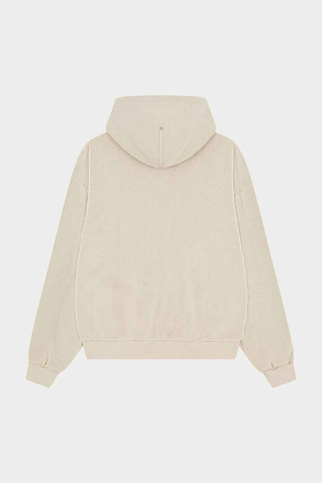 KNIT CONTRAST BINDING ZIP THROUGH HOODIE - BEIGE