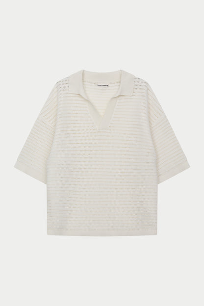 KNITTED POLO SHIRT WHITE