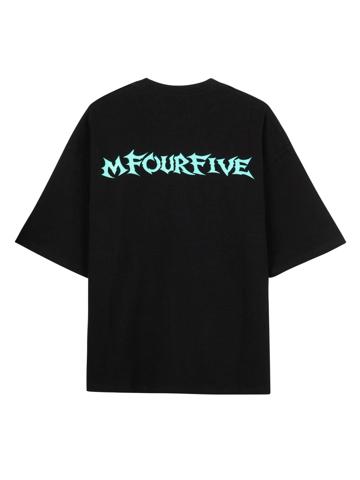 MFOURFIVE Cyber Font Back Print Tee - Black / Mint