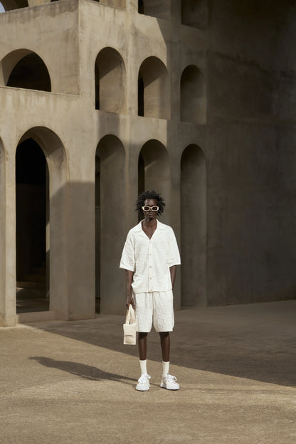 CHECKERBOARD KNITTED SHIRT OFF WHITE
