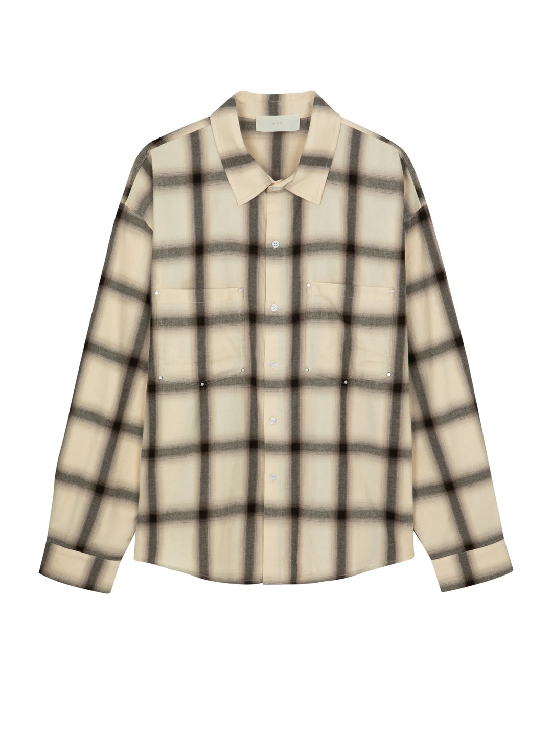Beige Plaid Long-Sleeve Overshirt