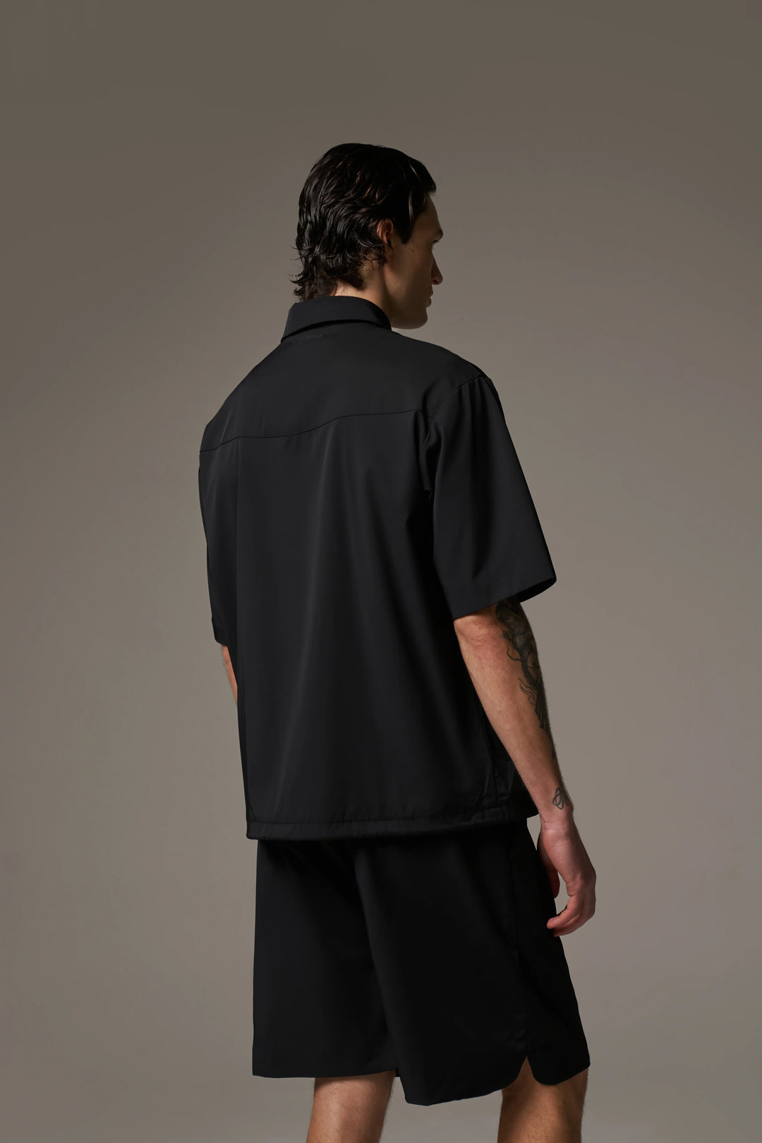 NYLON DRAWCORD SHIRT BLACK