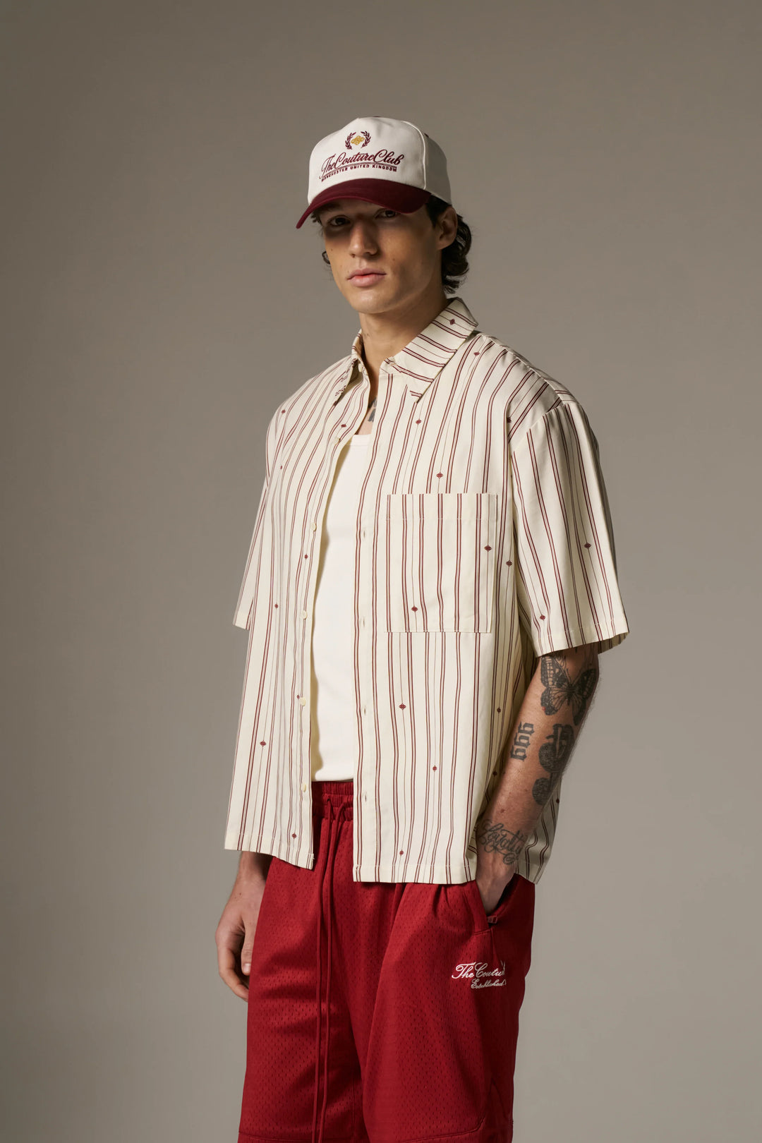 EMBLEM STRIPE SHIRT STONE