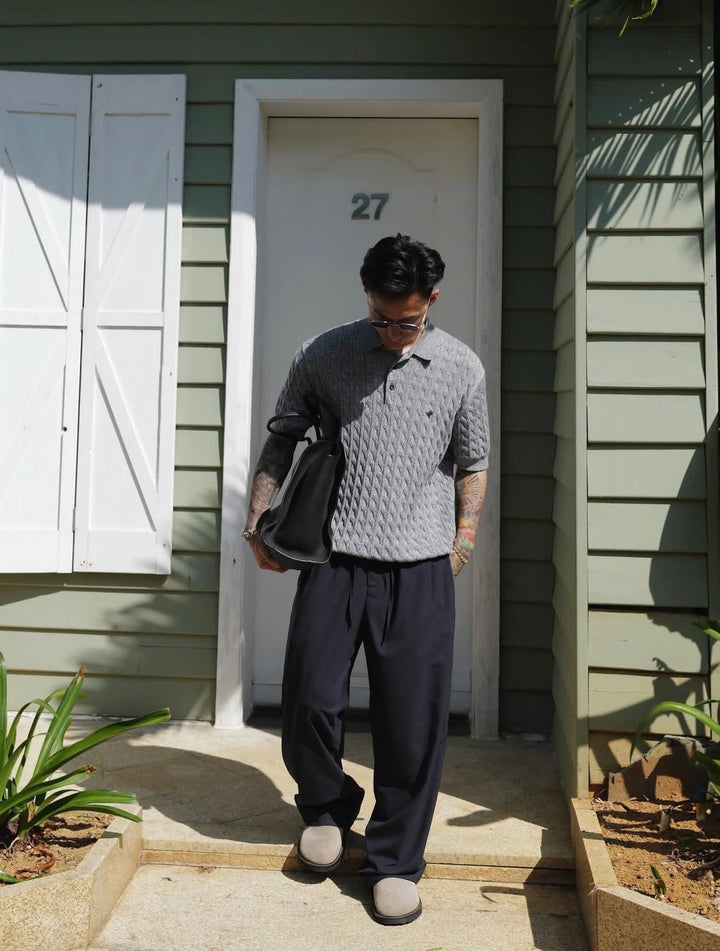 UNBENT JAPANESE WOOL TROUSERS – NAVY