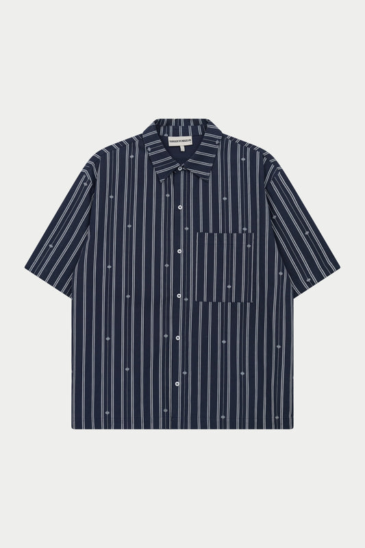 EMBLEM STRIPE SHIRT NAVY