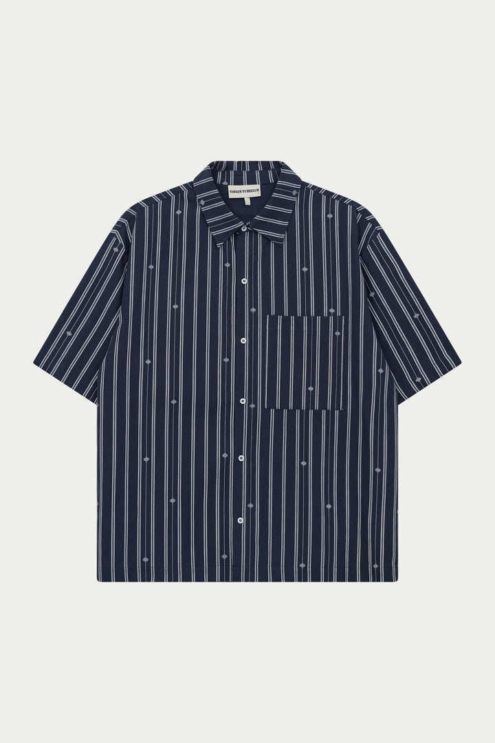 EMBLEM STRIPE SHIRT NAVY