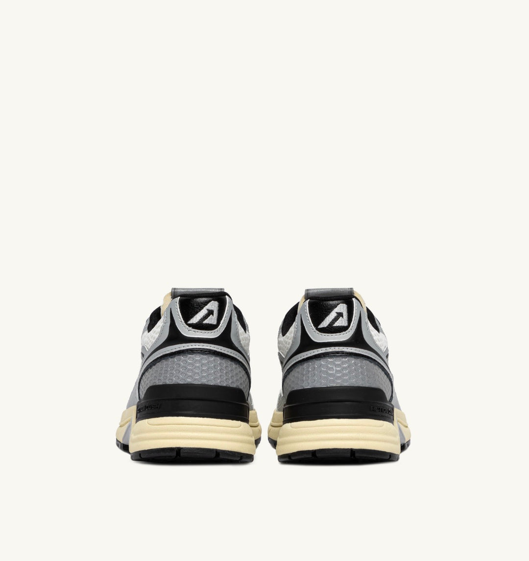 AUTRY SNEAKERS HYPERWAY SNEAKERS IN WHITE SILVER AND BLACK SYNTHETIC LEATHER AND MESH HYLM - MV03