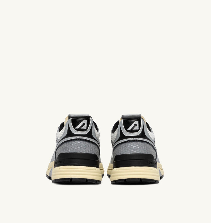 AUTRY SNEAKERS HYPERWAY SNEAKERS IN WHITE SILVER AND BLACK SYNTHETIC LEATHER AND MESH HYLM - MV03
