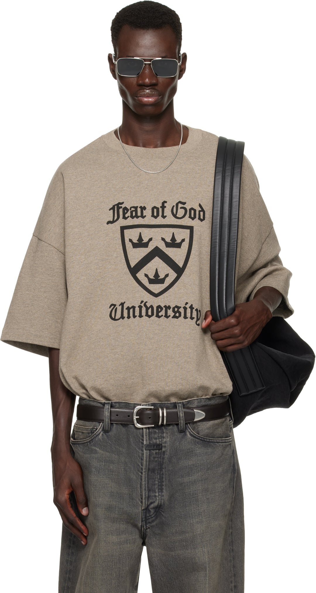 ESSENTIALS HEAVY CREWNECK TEE - HEATHER GRAY
