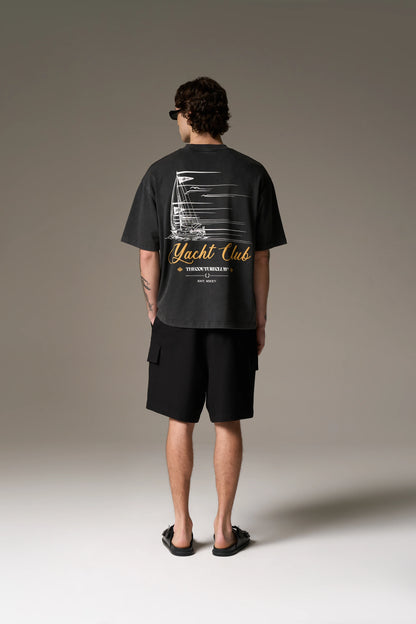 YACHT CLUB GRAPHIC T-SHIRT WASHED BLACK