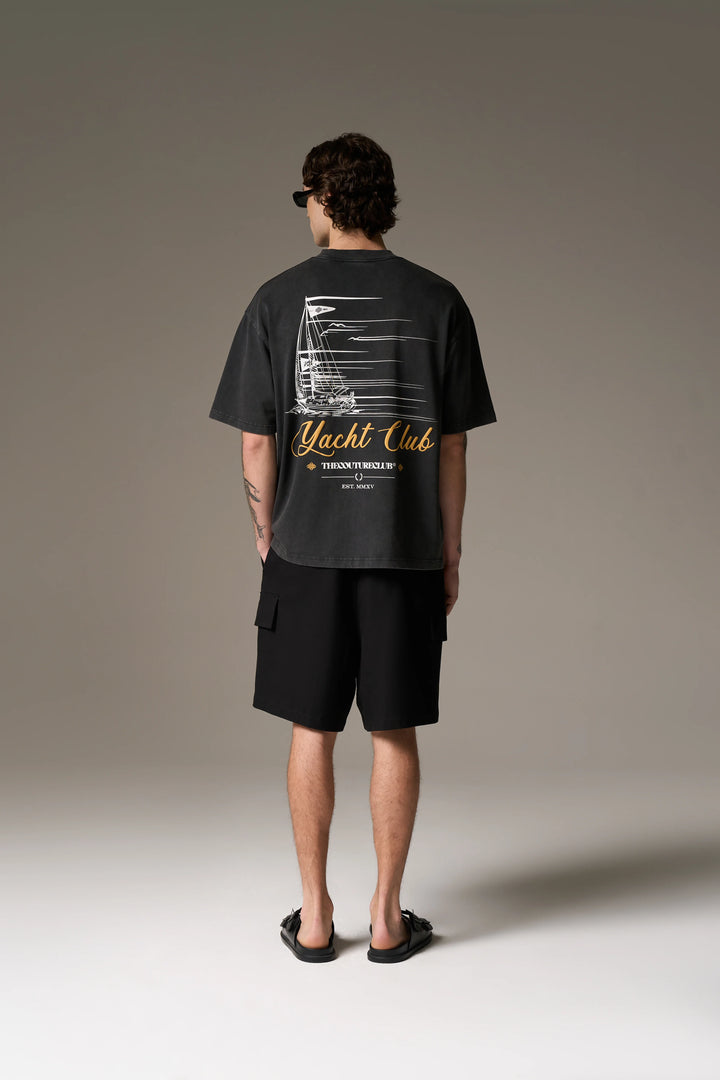 YACHT CLUB GRAPHIC T-SHIRT WASHED BLACK