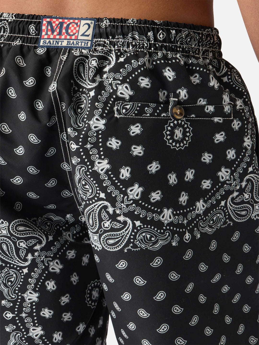 MC2 CAPRESE SWIM SHORTS WITH BLACK BANDANA PRINT