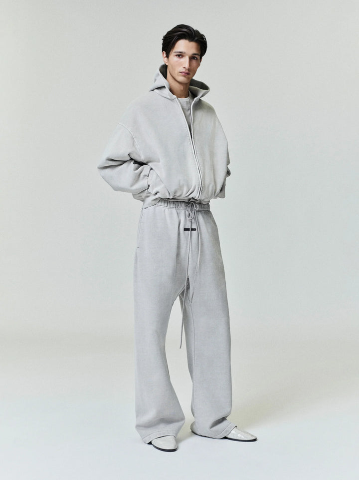 ESSENTIALS Smoke Grey Classic Fleece Zip Up Hoodie