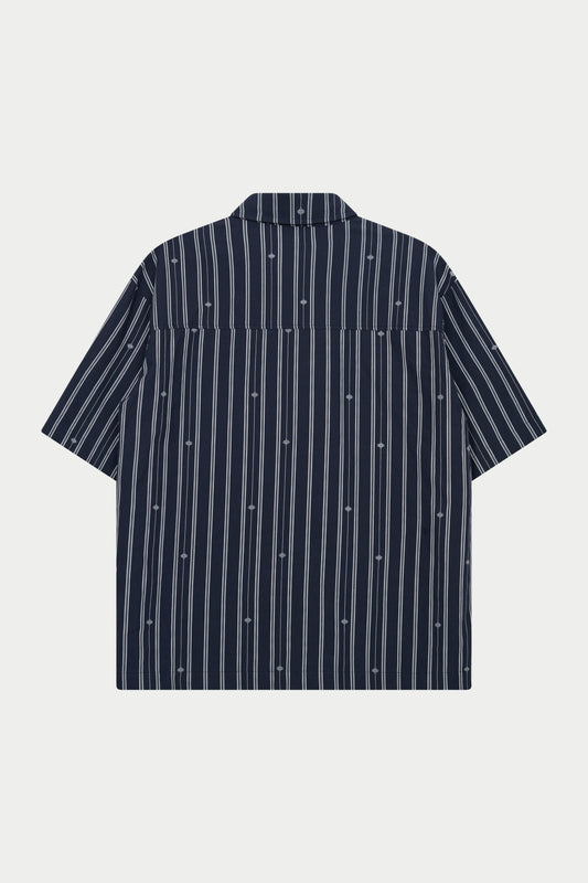 EMBLEM STRIPE SHIRT NAVY