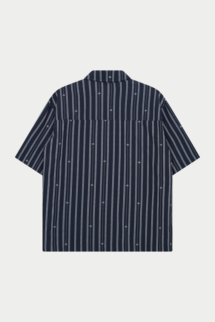 EMBLEM STRIPE SHIRT NAVY