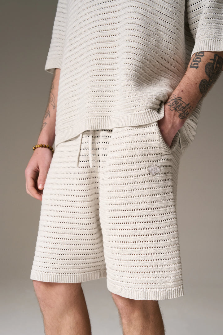 KNITTED SHORTS LIGHT GREY