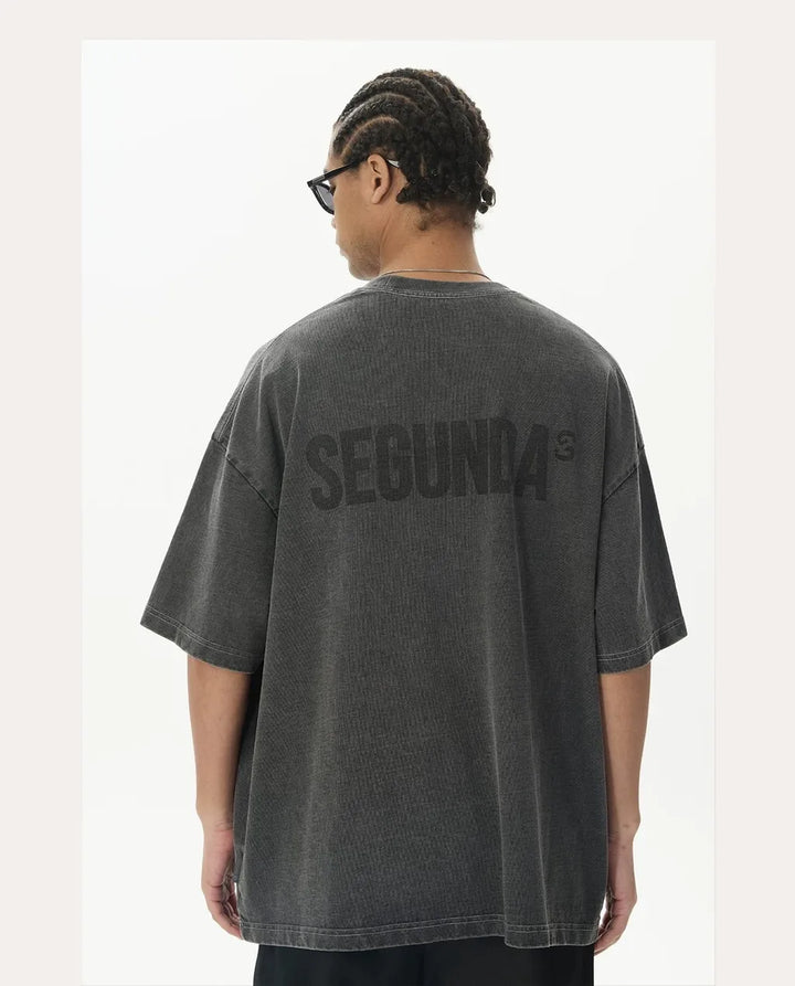 SEGUNDA+ VINTAGE WASH OVERSIZED TEE CHARCOAL