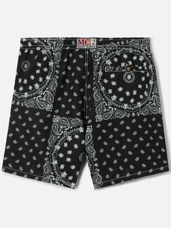 MC2 CAPRESE SWIM SHORTS WITH BLACK BANDANA PRINT