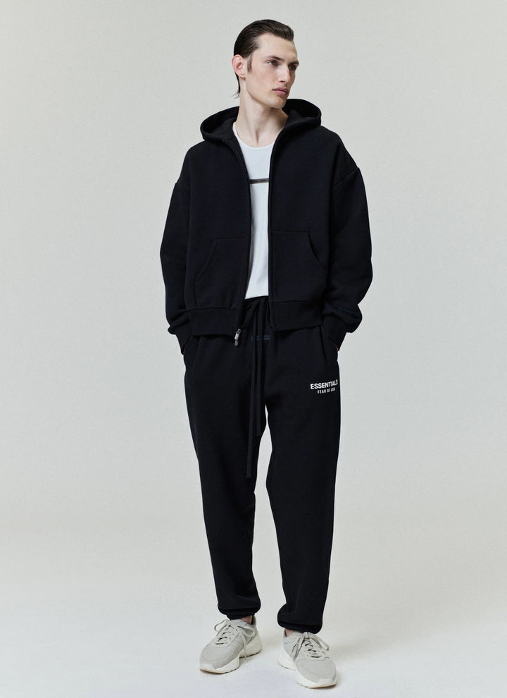 ESSENTIALS Zip-Up Hoodie | Jet Black 2026