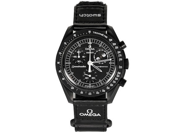 Swatch x Omega Bioceramic Moonswatch Mission To Moonphase Snoopy Black שעון אומגה בשיתוף פעולה עם סווטש