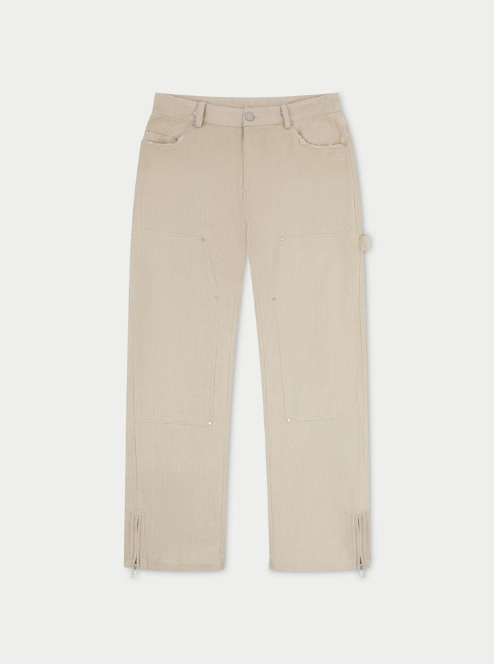 TWILL RIVET DETAIL CARPENTER PANT BEIGE