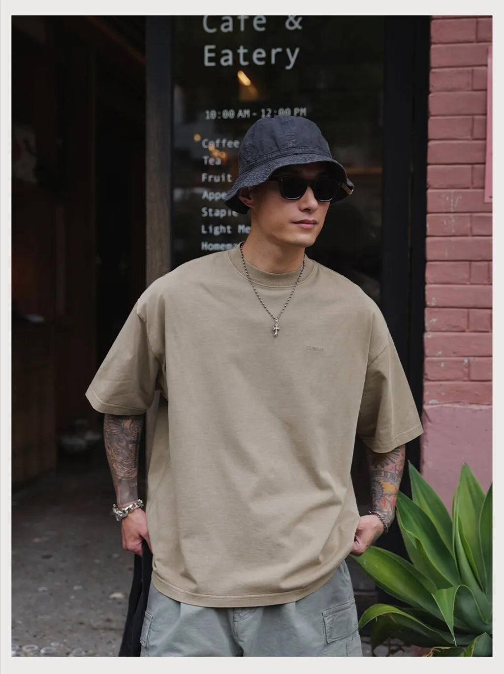 UNBANT LOGO VINTAGE TEE CARBON KHAKI